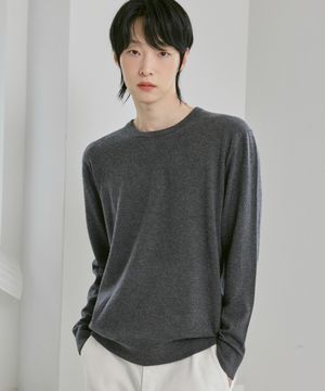 남녀공용 캐시미어 블렌디드 솜털 라운드 [차콜]_ZZ5SW010