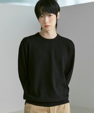 남녀공용 캐시미어 블렌디드 솜털 라운드 [블랙]_ZZ5SW010