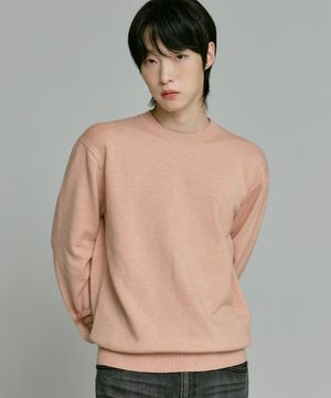 남녀공용 말랑니트 라운드넥 [핑크]_ZZ4SW070