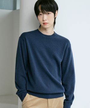 남녀공용 말랑니트 라운드넥 [네이비]_ZZ4SW070
