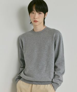 남녀공용 말랑니트 라운드넥 [멜란 그레이]_ZZ4SW070