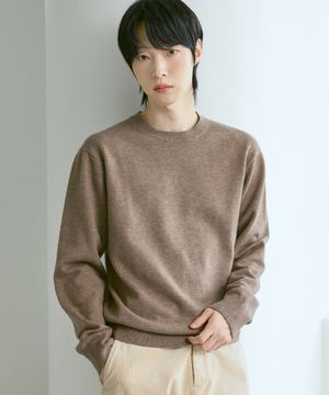 남녀공용 말랑니트 라운드넥 [멜란 브라운]_ZZ4SW070