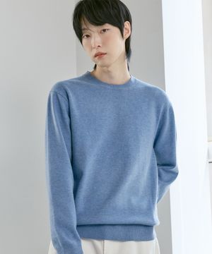 남녀공용 말랑니트 라운드넥 [블루]_ZZ4SW070