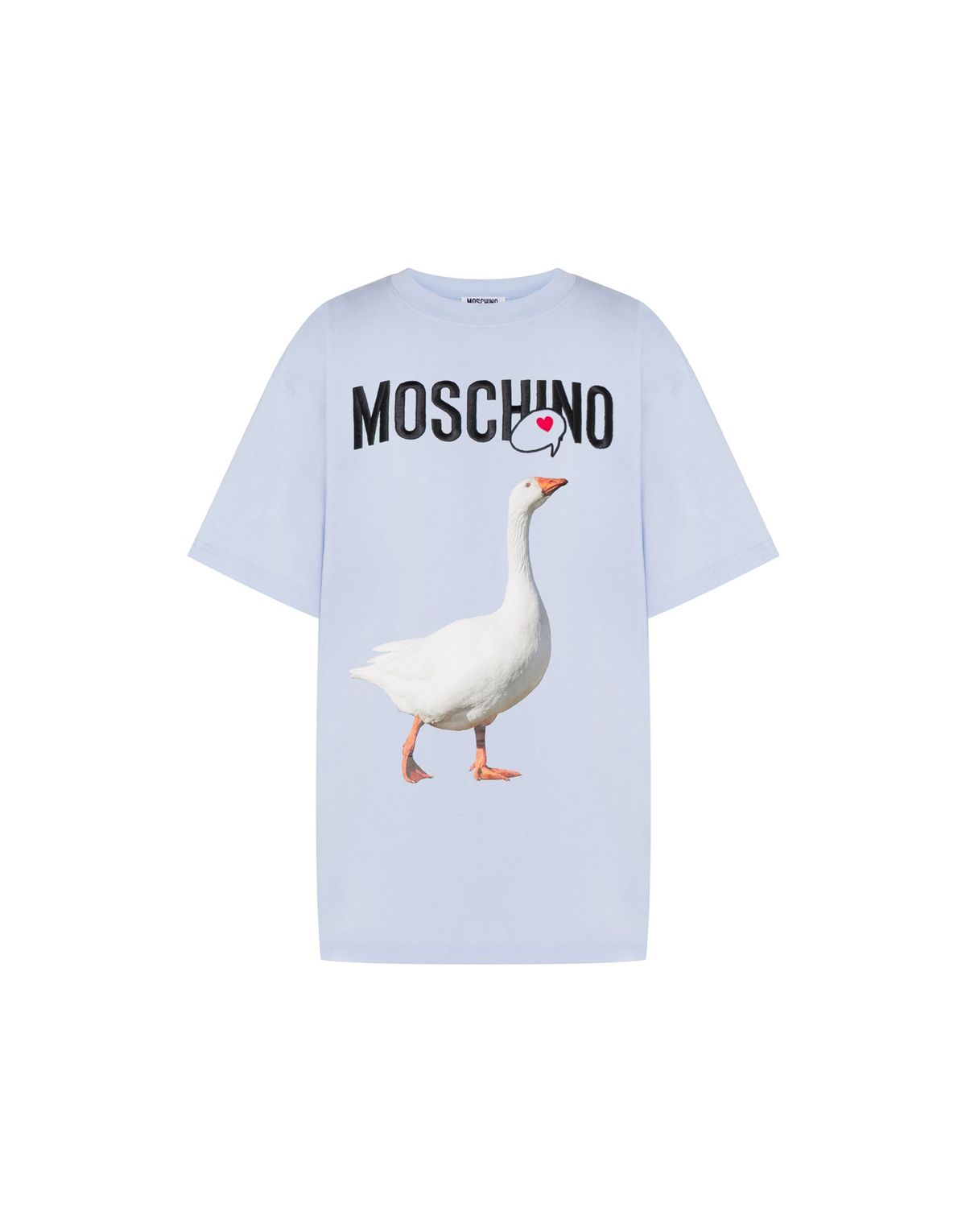 모스키노(MOSCHINO) 구스 로고 코튼 반팔 티셔츠 베이비블루