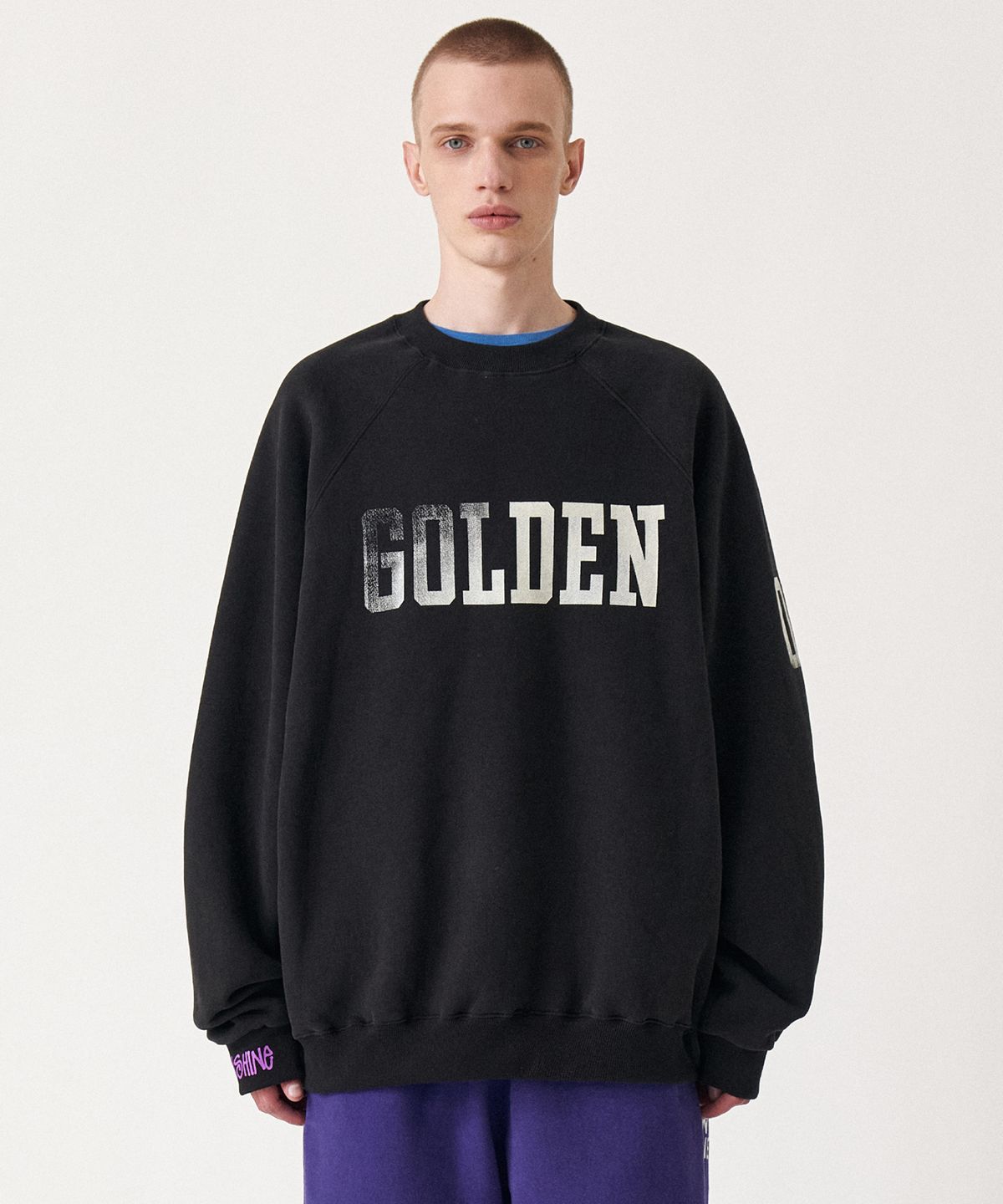 골든선샤인(GOLDEN SUNSHINE) Golden raglan sweatshirts_Ebony black