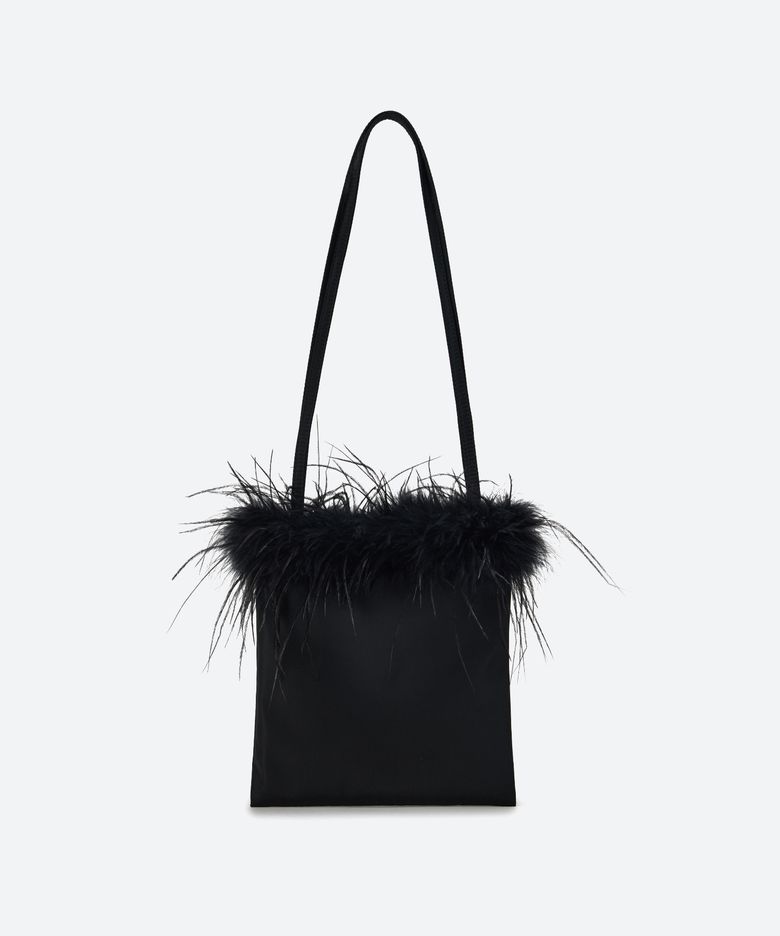 Ostrich Hair Shoulder Bag / Black
