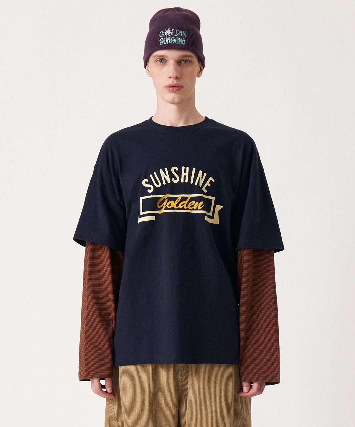 골든선샤인(GOLDEN SUNSHINE) Layered stripe long sleeve_Navy