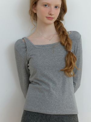 Sou layered t-shirt_2piece (gray)
