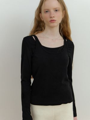 Sou layered t-shirt_2piece (black)
