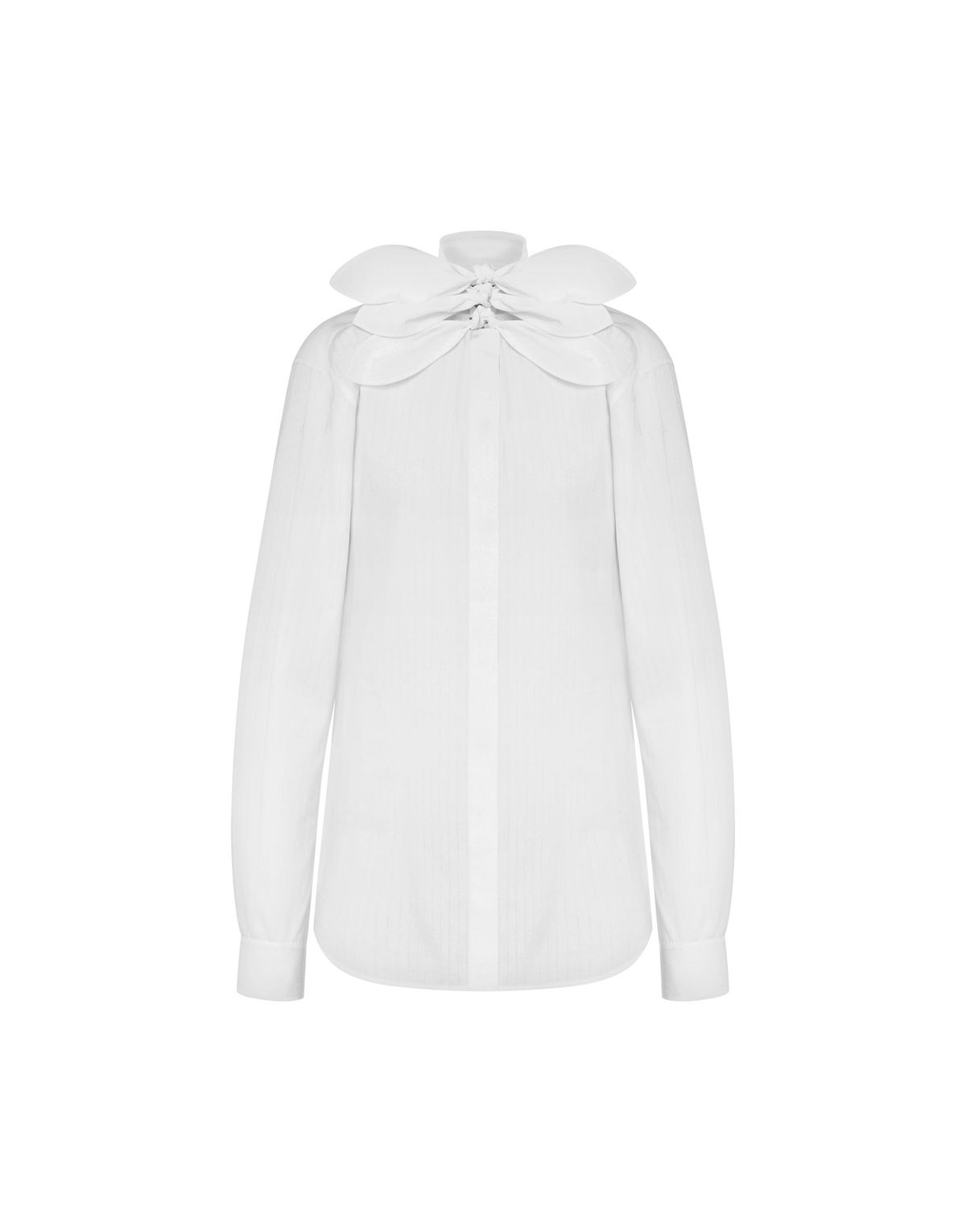 모스키노(MOSCHINO) 하이 넥 스트라이프 자카드 코튼 셔츠
