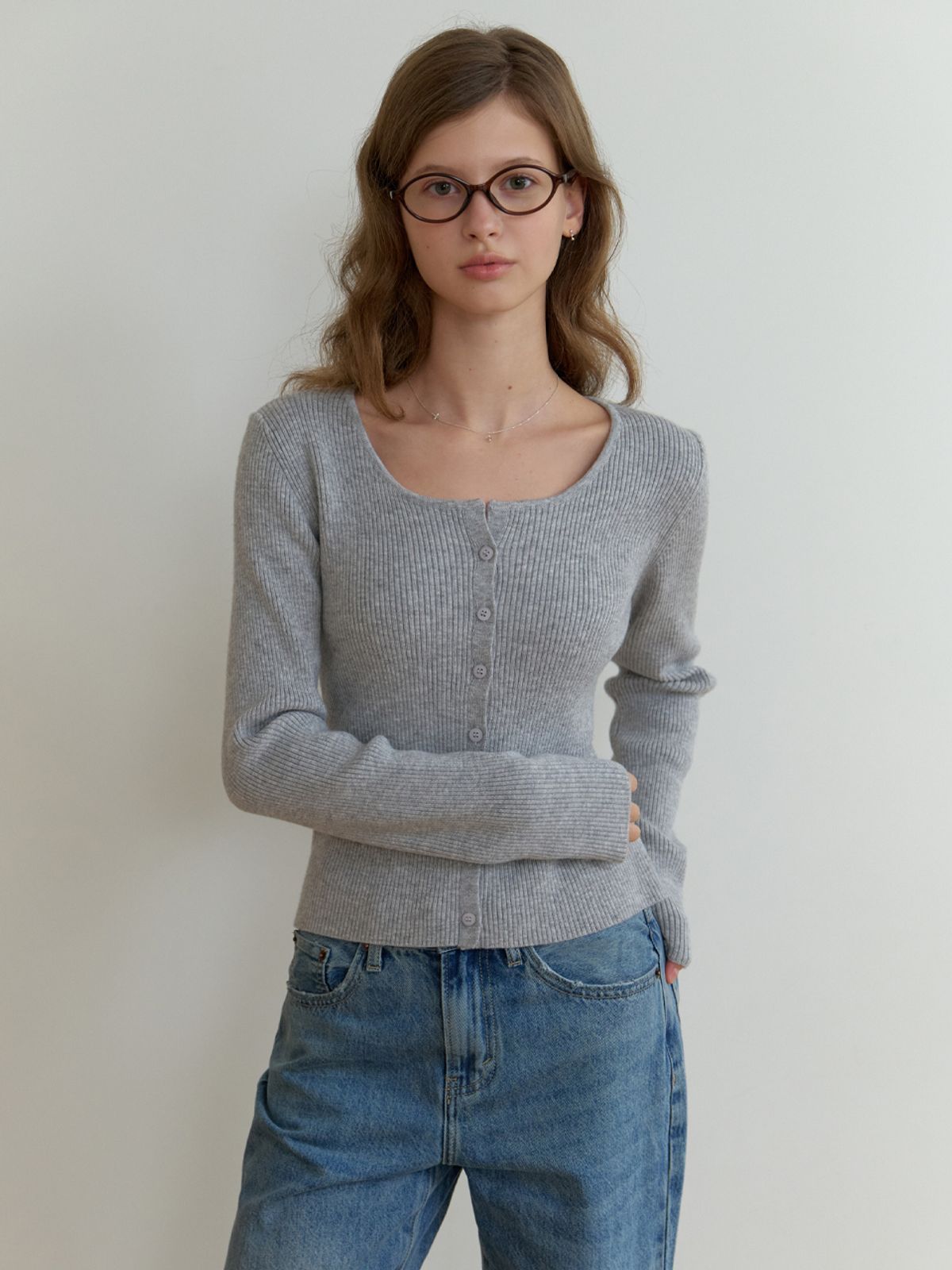 리엘(RE L) Loe wool cardigan (gray)