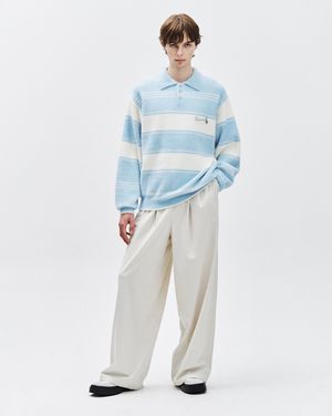 헤어리 멀티 스트라이프 카라 니트 스카이 블루 ZH6KT604SB