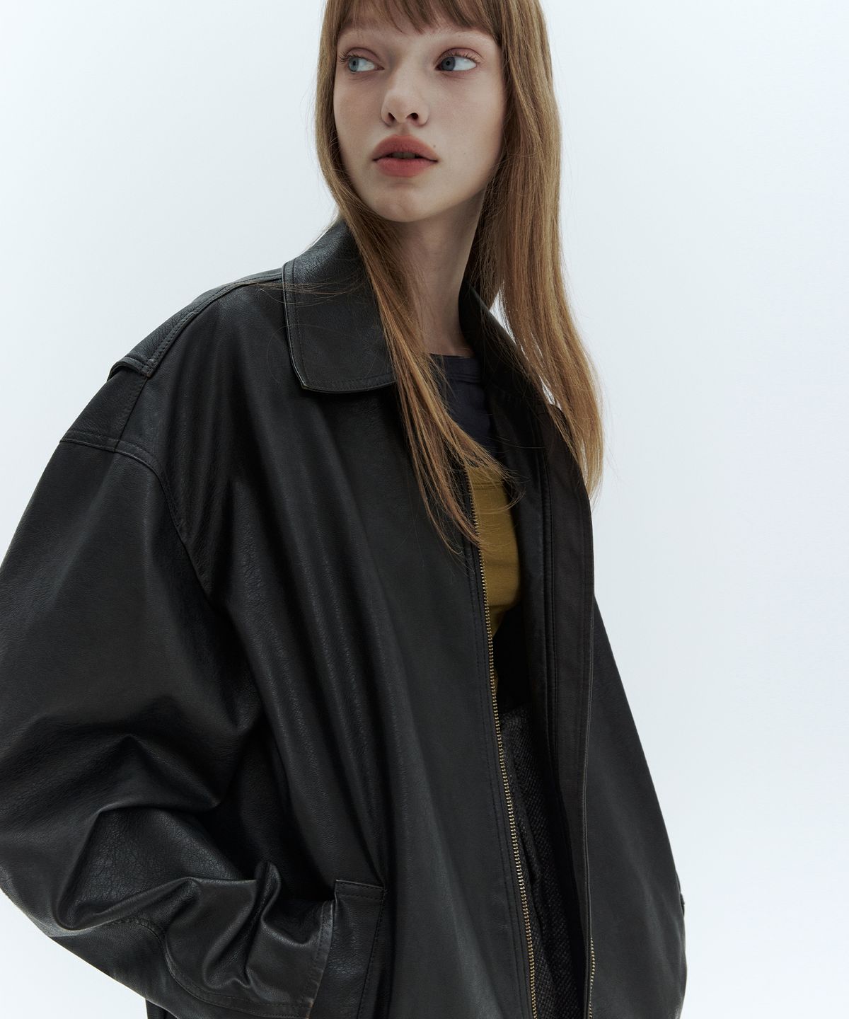 시티브리즈(CITYBREEZE) 신세틱 워시드 레더 점퍼_2COLORS