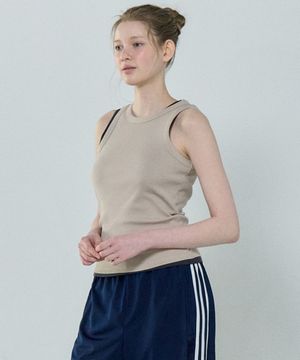 여성 골지 민소매 티셔츠 베이지 LYTS3202