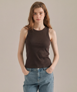 여성 골지 민소매 티셔츠 브라운 LYTS3202