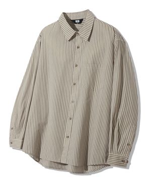 원 포켓 멀티 핀 오버핏 셔츠_베이지