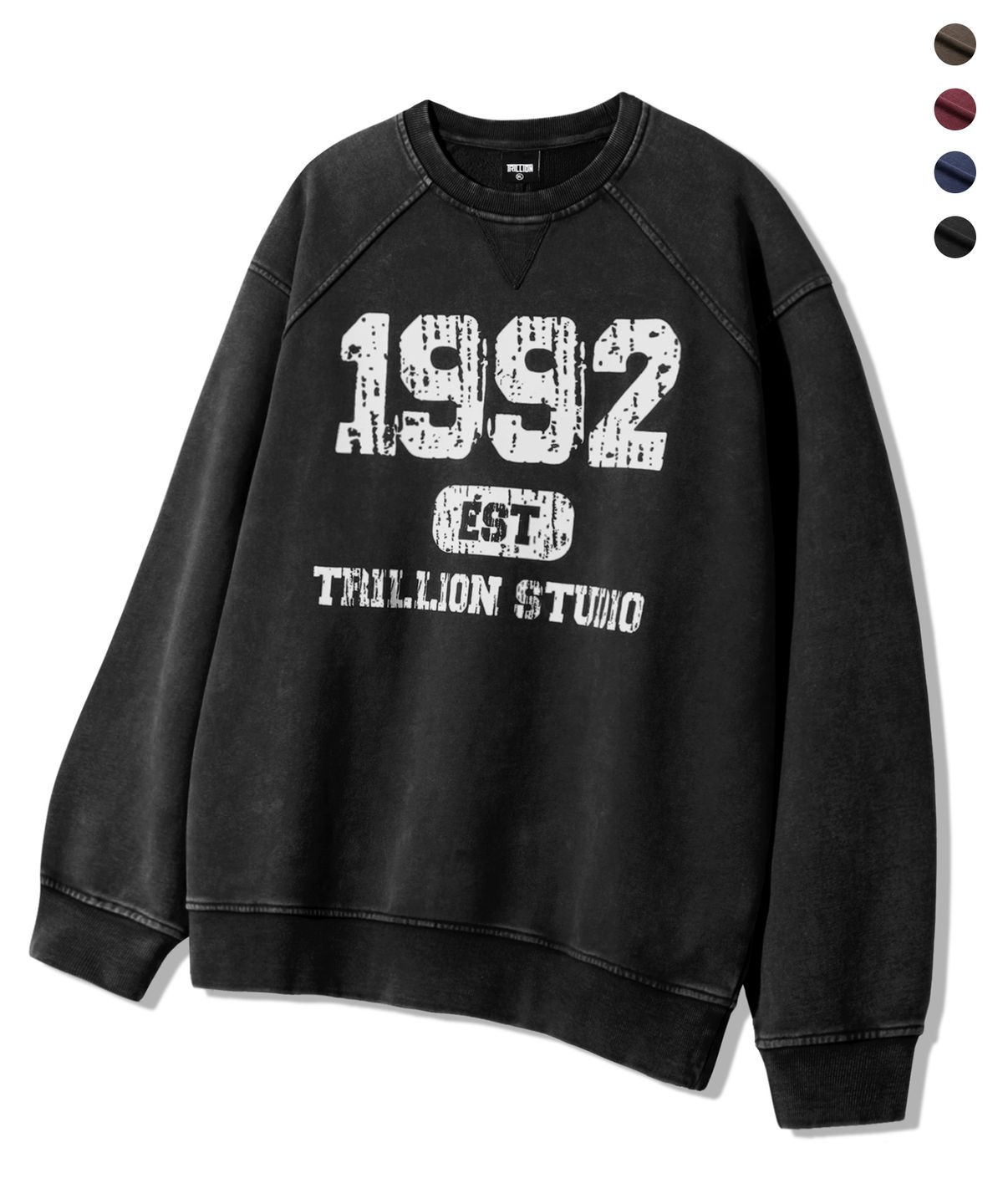 트릴리온(TRILLION) 1992 피그먼트 그래픽 오버핏 맨투맨_4color