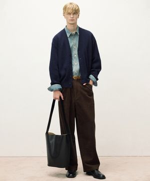 램스울 텍스처 청키 가디건 네이비 IESW5F101N2