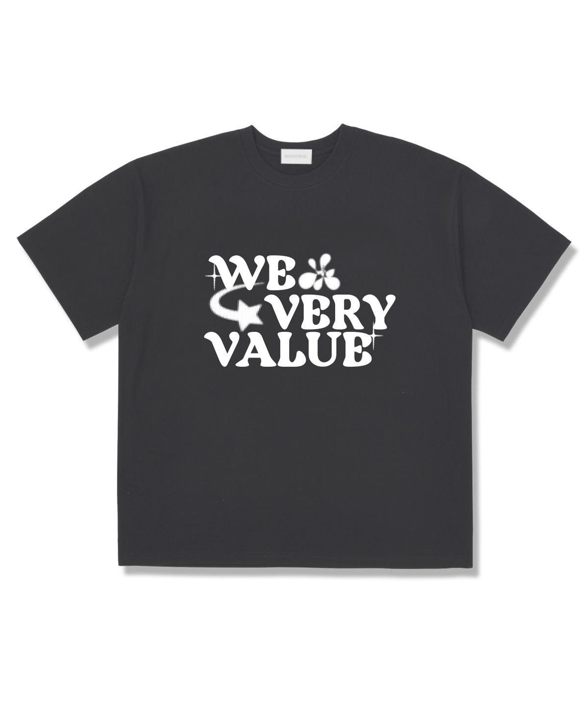 위베리벨류(WEVERYVALUE) 벨류컴 오버핏 반팔티셔츠 다크그레이