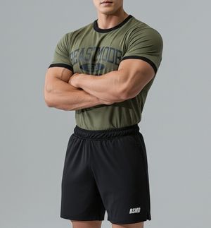 레트로 링거 머슬핏 반팔 티셔츠 숏 슬리브