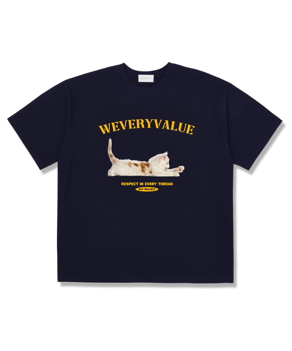 위베리벨류(WEVERYVALUE) 위베리캣 오버핏 반팔티셔츠 네이비