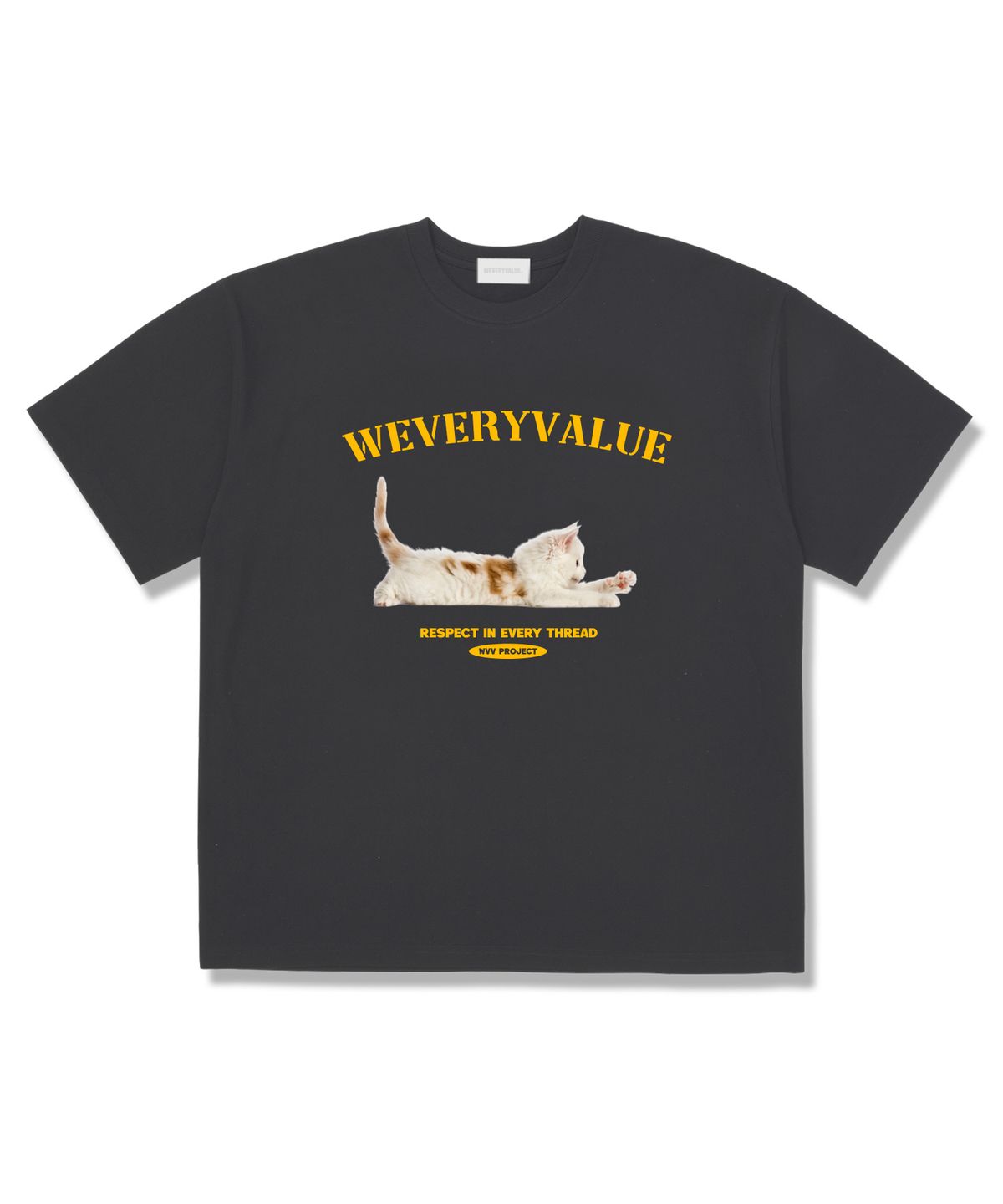 위베리벨류(WEVERYVALUE) 위베리캣 오버핏 반팔티셔츠 다크그레이