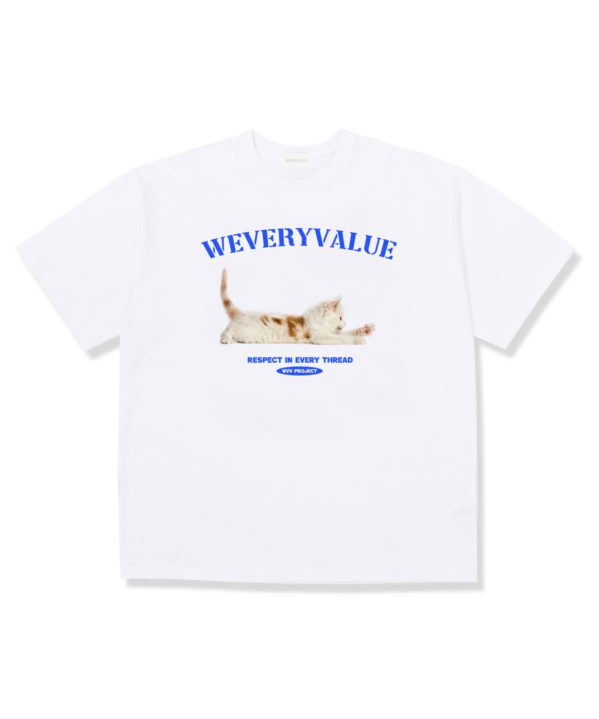 위베리벨류(WEVERYVALUE) 위베리캣 오버핏 반팔티셔츠 화이트