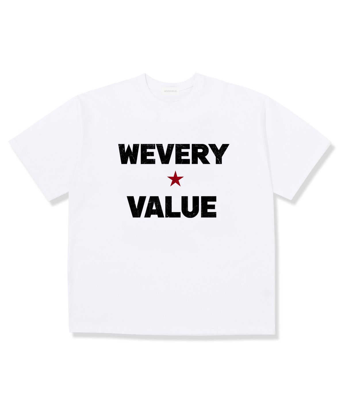 위베리벨류(WEVERYVALUE) 포인트로고 오버핏 반팔티셔츠 화이트