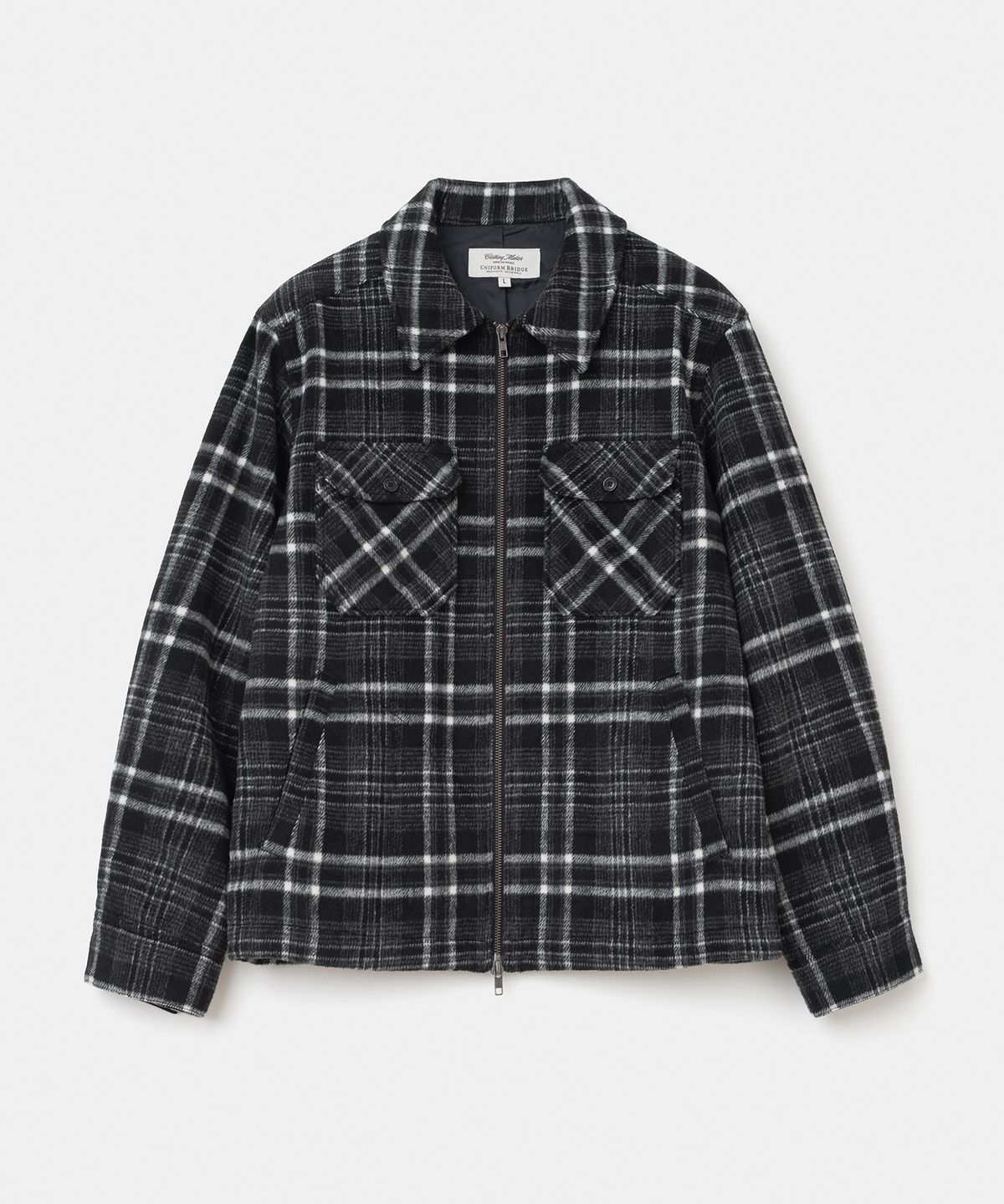 유니폼브릿지(UNIFORM BRIDGE) wool check zip-up jacket black