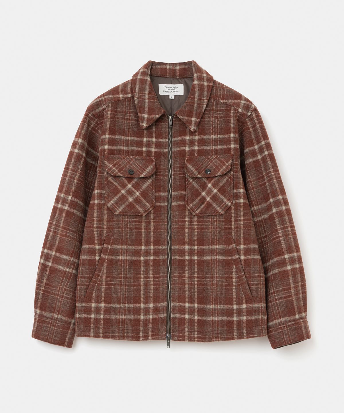 유니폼브릿지(UNIFORM BRIDGE) wool check zip-up jacket red