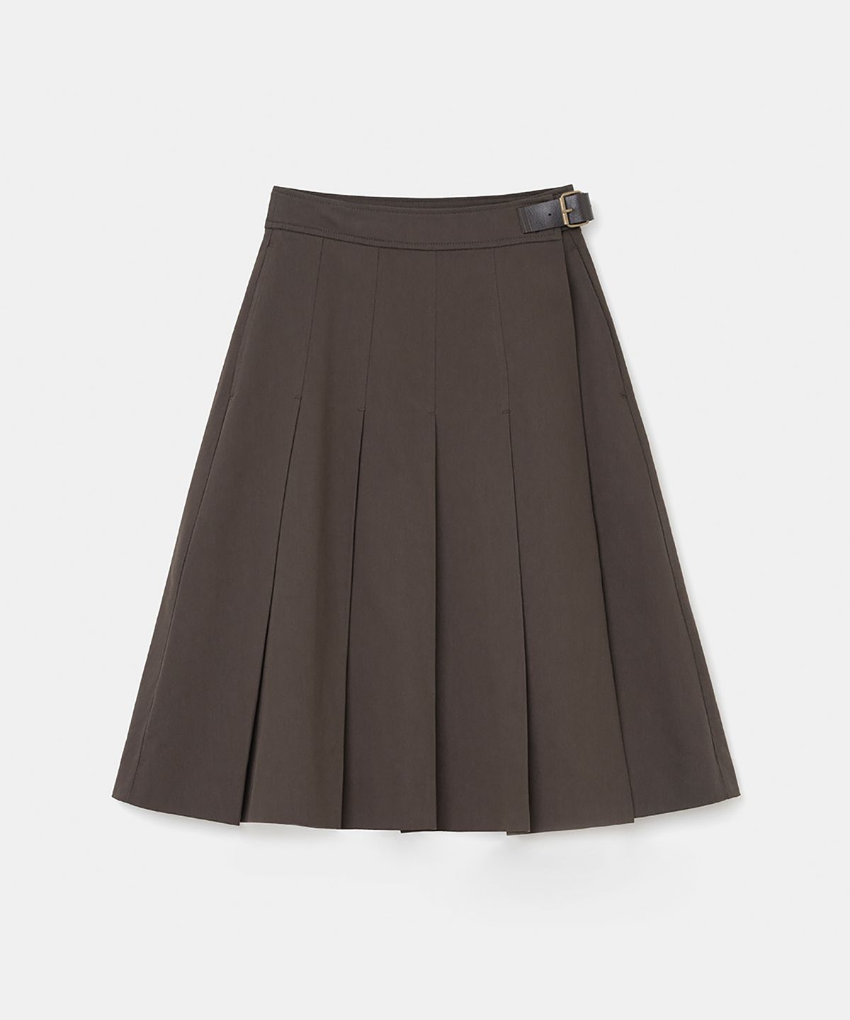 유니폼브릿지(UNIFORM BRIDGE) pleats wrap skirt(womens) dark brown