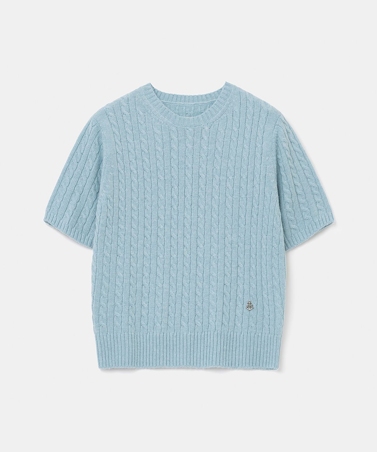 유니폼브릿지(UNIFORM BRIDGE) cashmere blended cable half knit(womens) sky blue