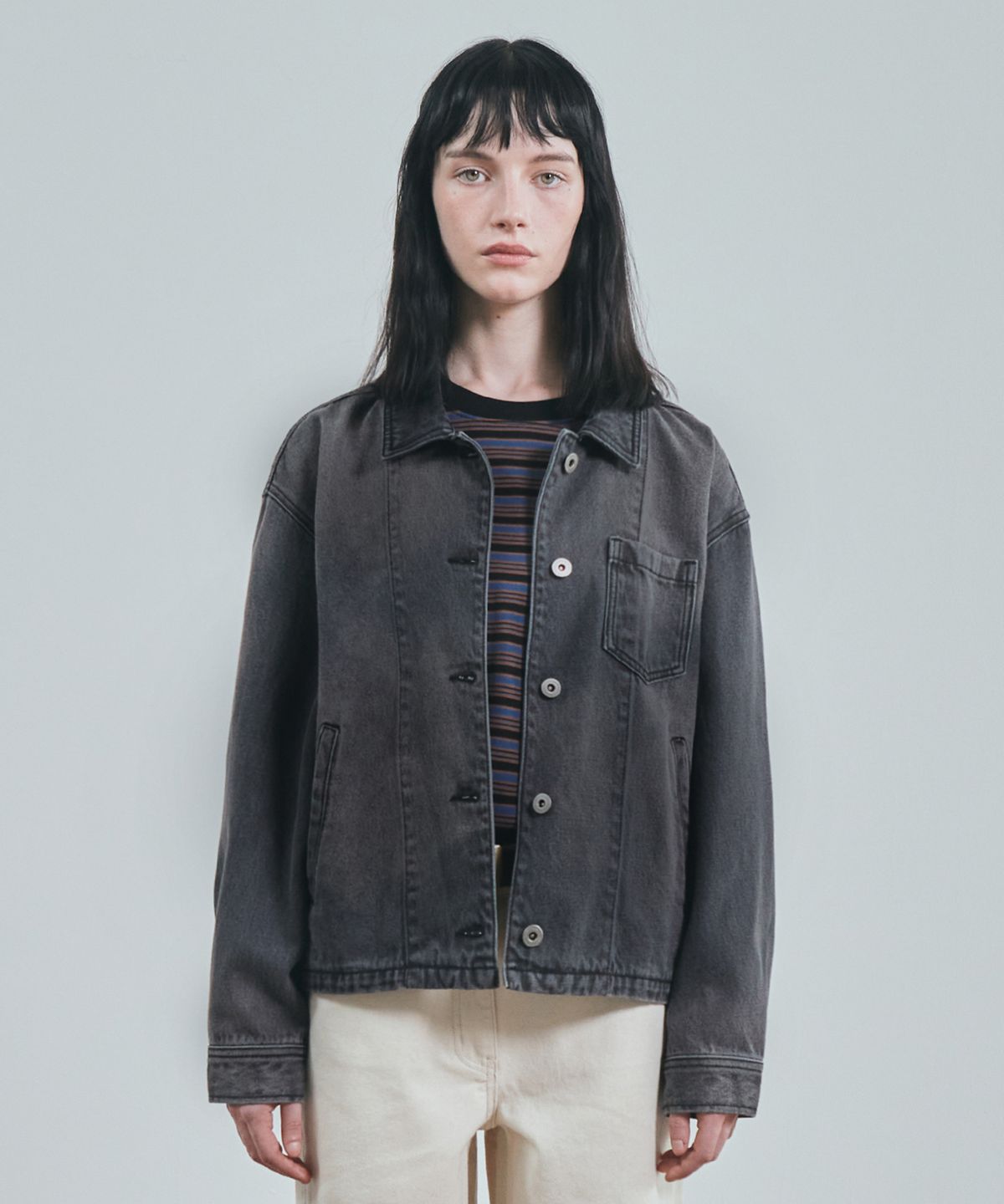 유니폼브릿지(UNIFORM BRIDGE) denim shirt jacket 13oz(womens) black
