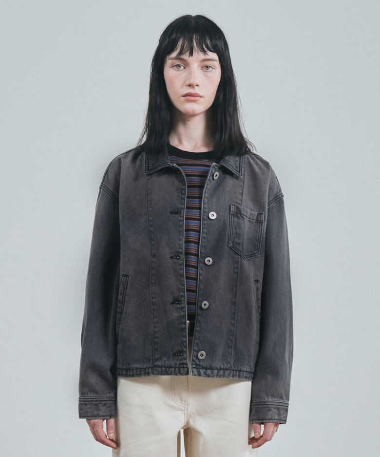 denim shirt jacket 13oz(womens) black