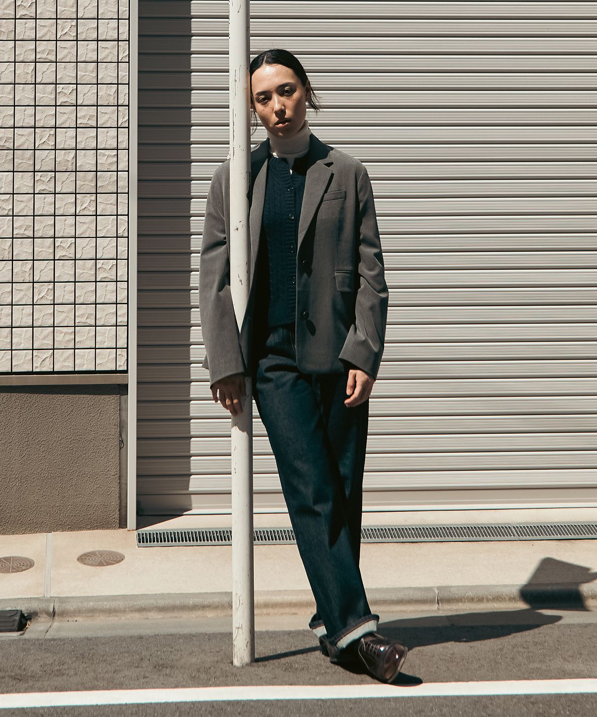 유니폼브릿지(UNIFORM BRIDGE) back slit blazer(womens) grey