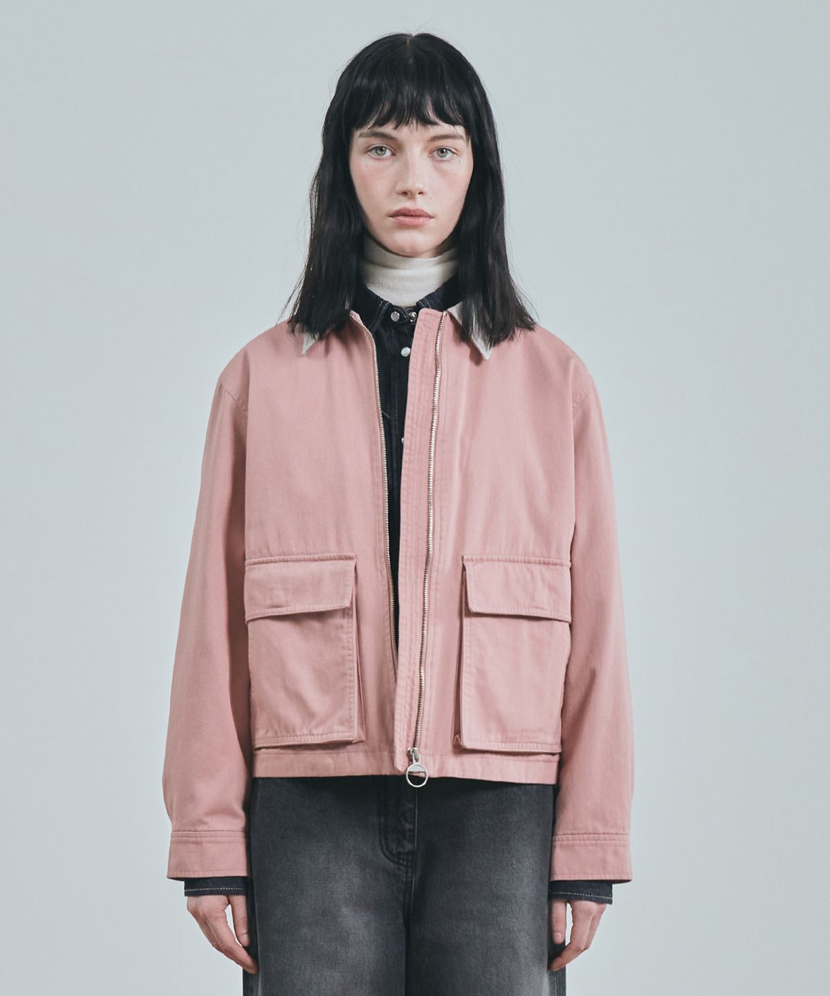유니폼브릿지(UNIFORM BRIDGE) washed cotton short jacket(womens) indi pink