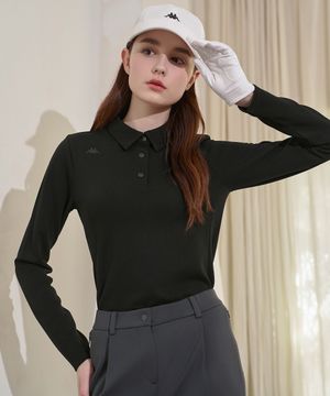 폴로 긴팔 카라티셔츠 여성 블랙