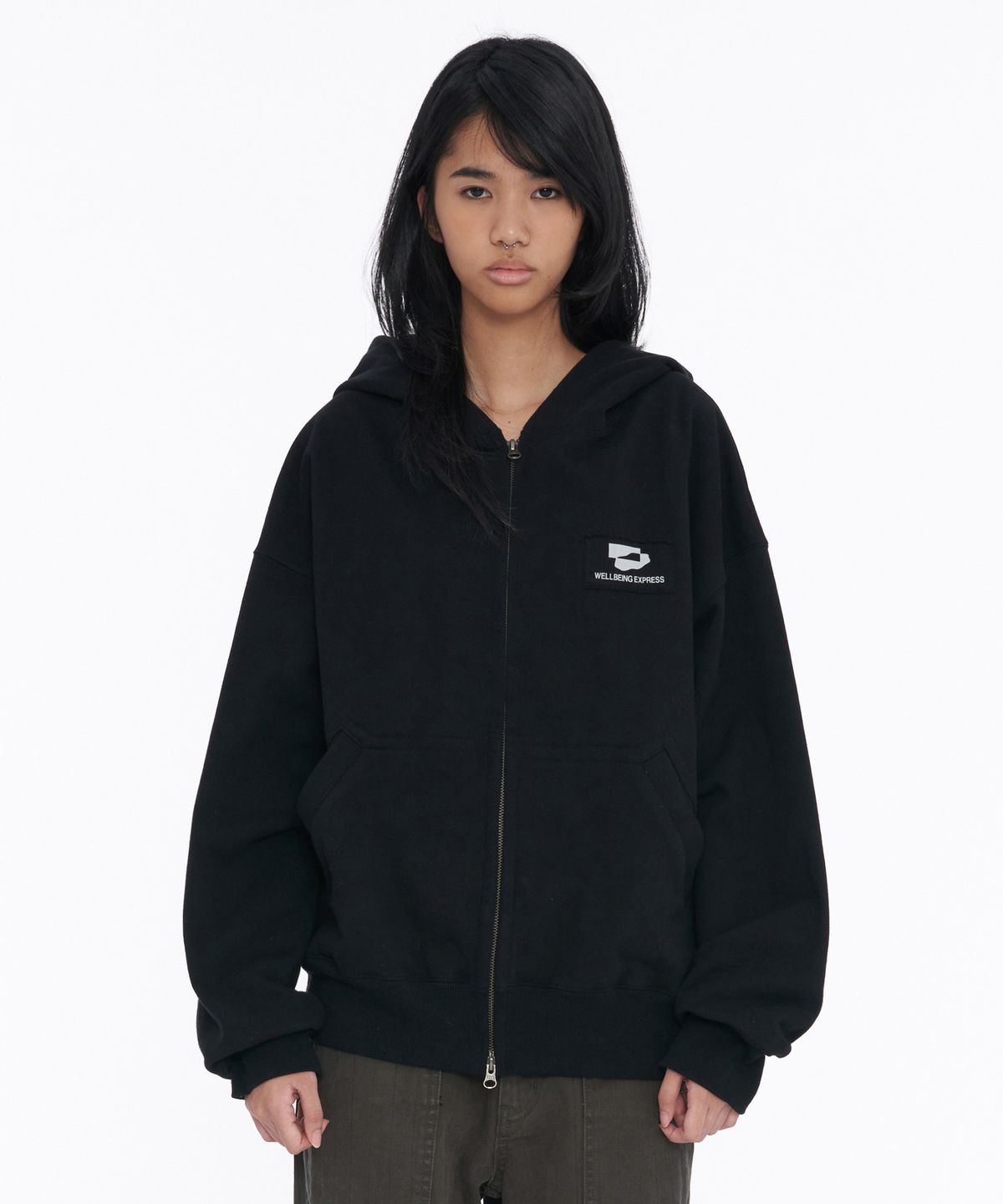 웰빙익스프레스(WELLBEING EXPRESS) Logo Patch Zip Up Black