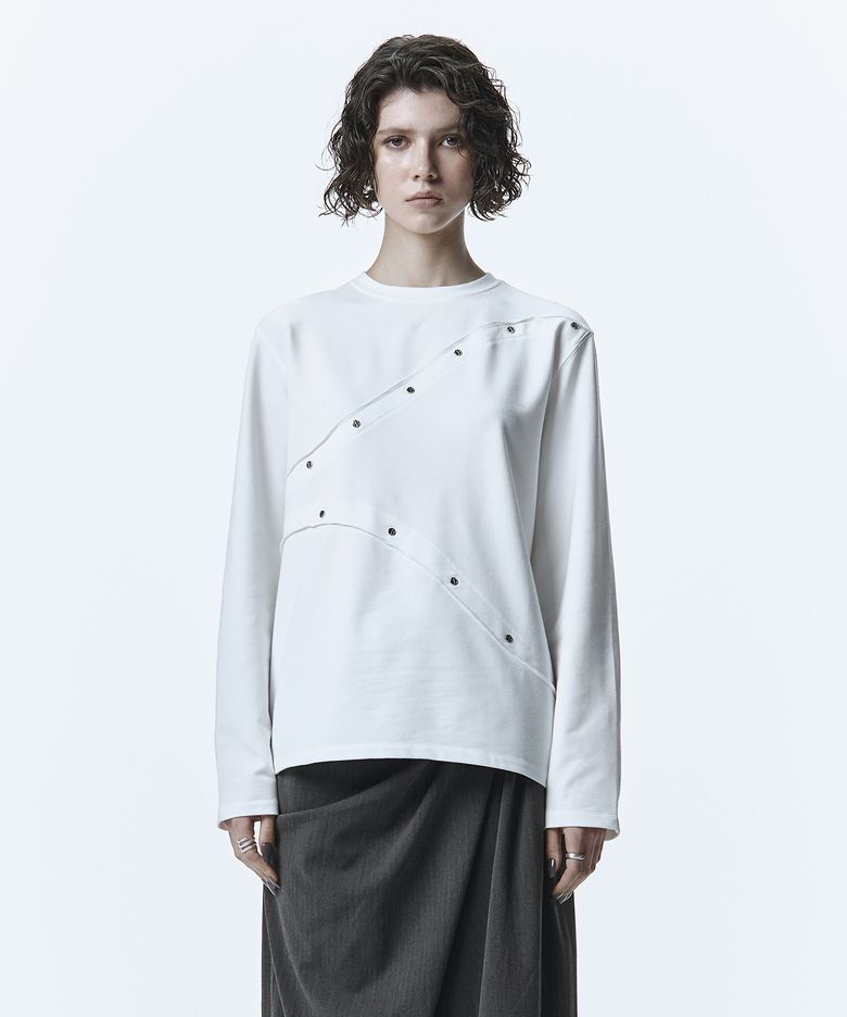 Curved Rivet Long Sleeve [ White ]