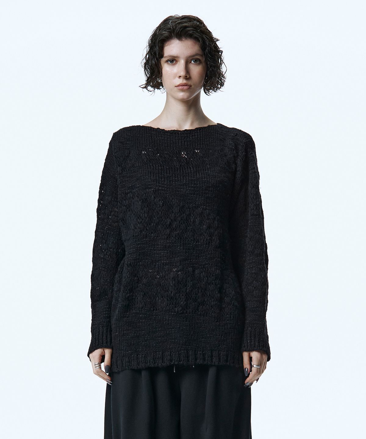 트리밍버드(TREEMINGBIRD) Blended Texture Knit Pullover [ Black ]