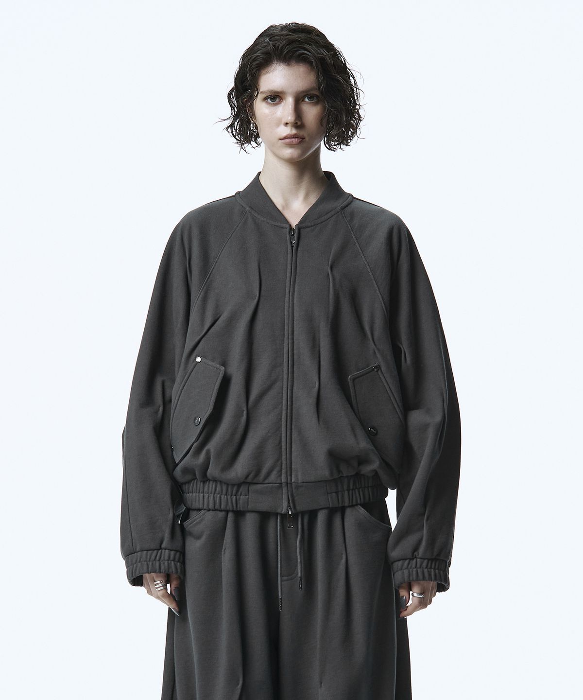 트리밍버드(TREEMINGBIRD) Bar-Tack Set-up Sweat Jumper [ Charcoal ]