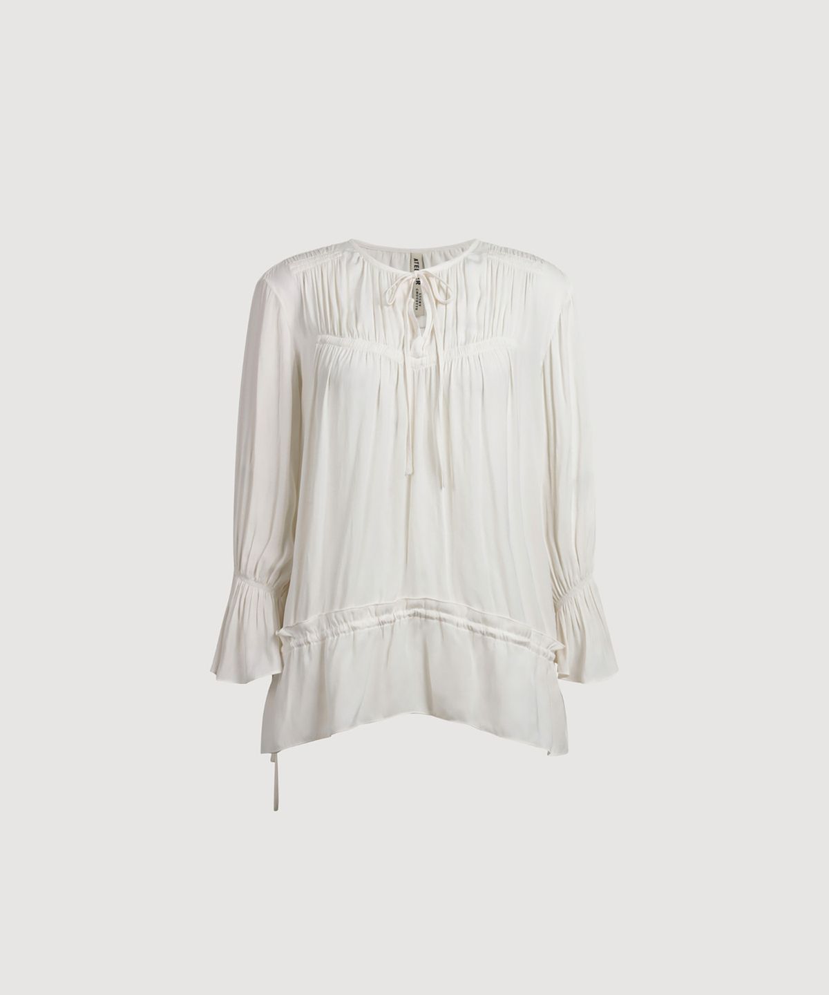 럭키슈에뜨(LUCKY CHOUETTE) [Atelier] Shirring Point Long Sleeve Blouse (ivory) LFSAM25855IVX