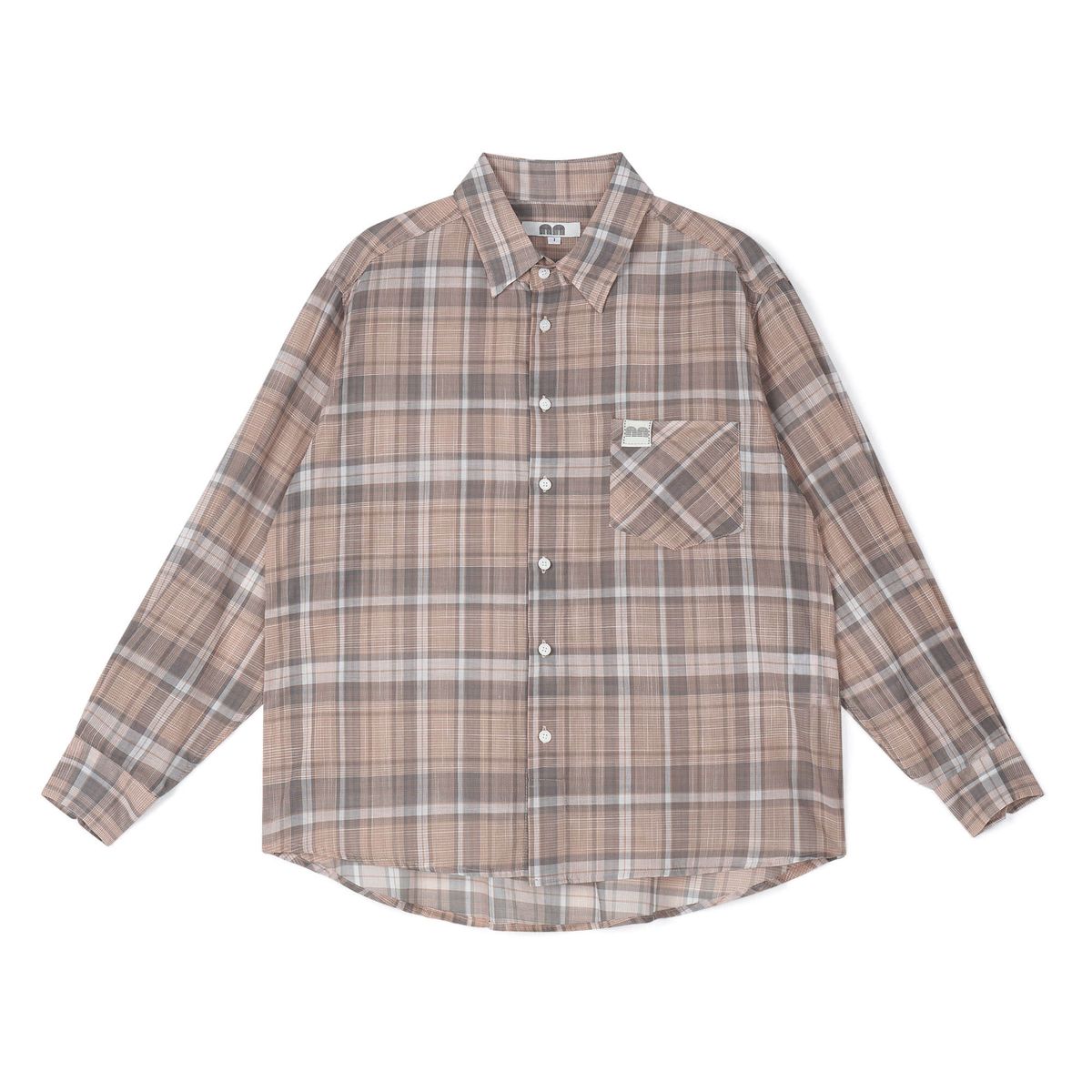 낫뉴(NOT NEW) nn Label Check Shirts Brown