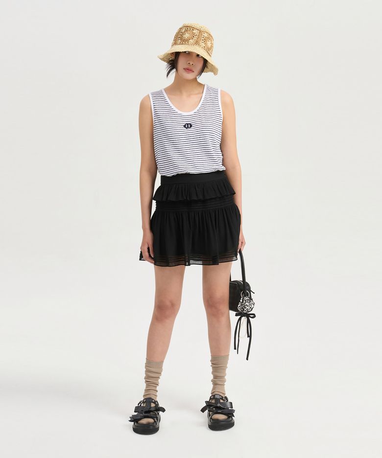 Pin Tuck Point Mini Skirt (dark black) LFKAM25520BKD
