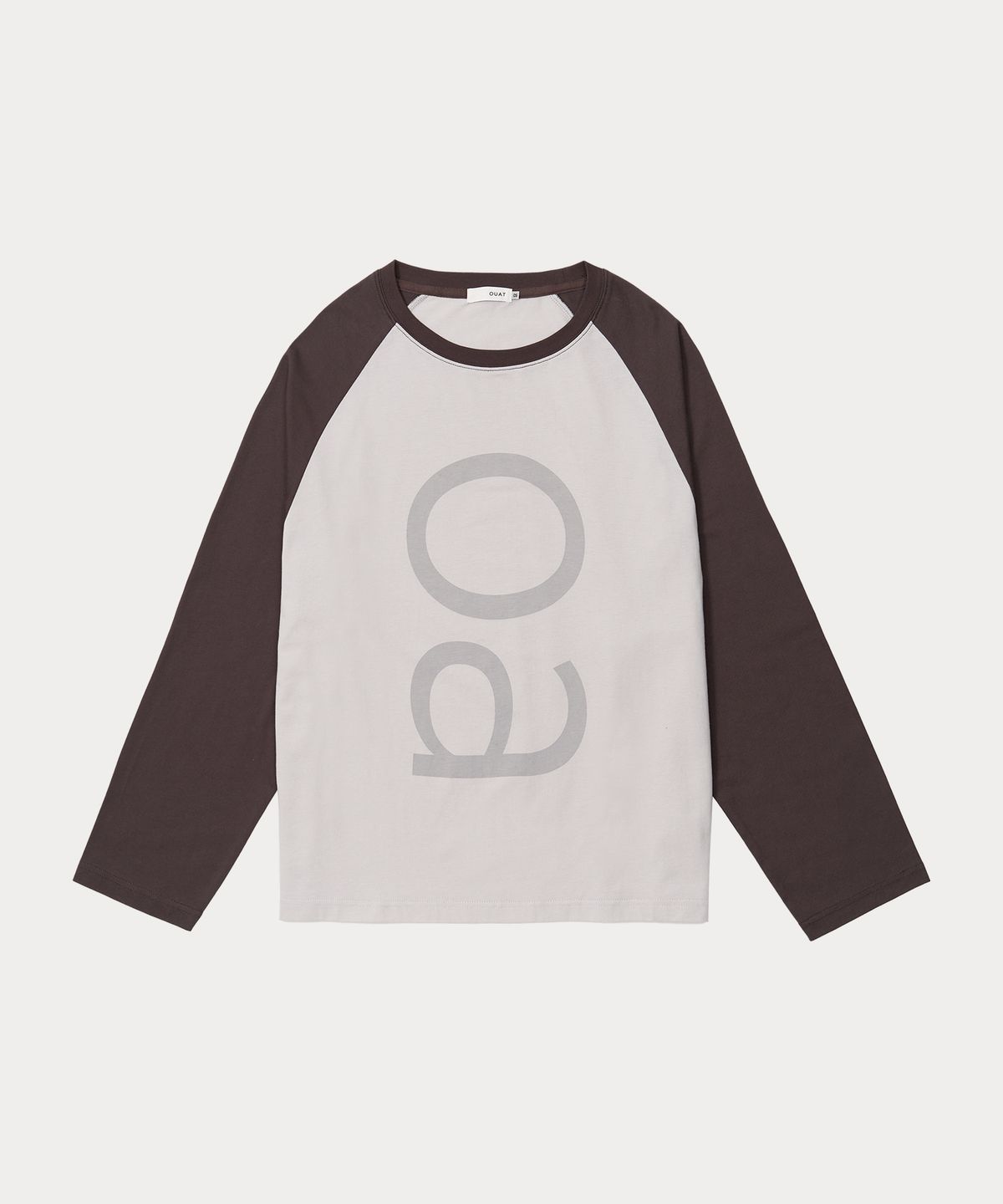 오우앗(OUAT) 오버핏 래글런 티셔츠 (BROWN-LIGHTGRAY)