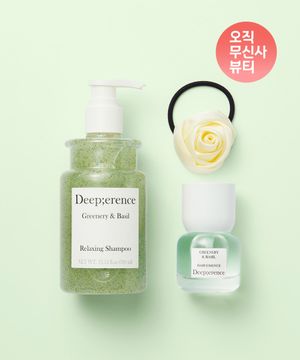 [그리너리&바질 라인/쇼핑백증정] 퍼퓸 헤어 샴푸 300ml + 퍼퓸 헤어에센스 30ml + 로즈 헤어타이