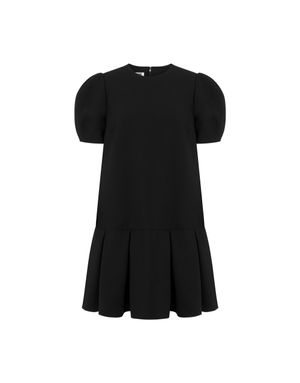 퍼프 플리츠 미니 드레스