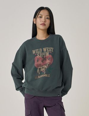 W 하트 그래픽 스웻셔츠 다크그레이