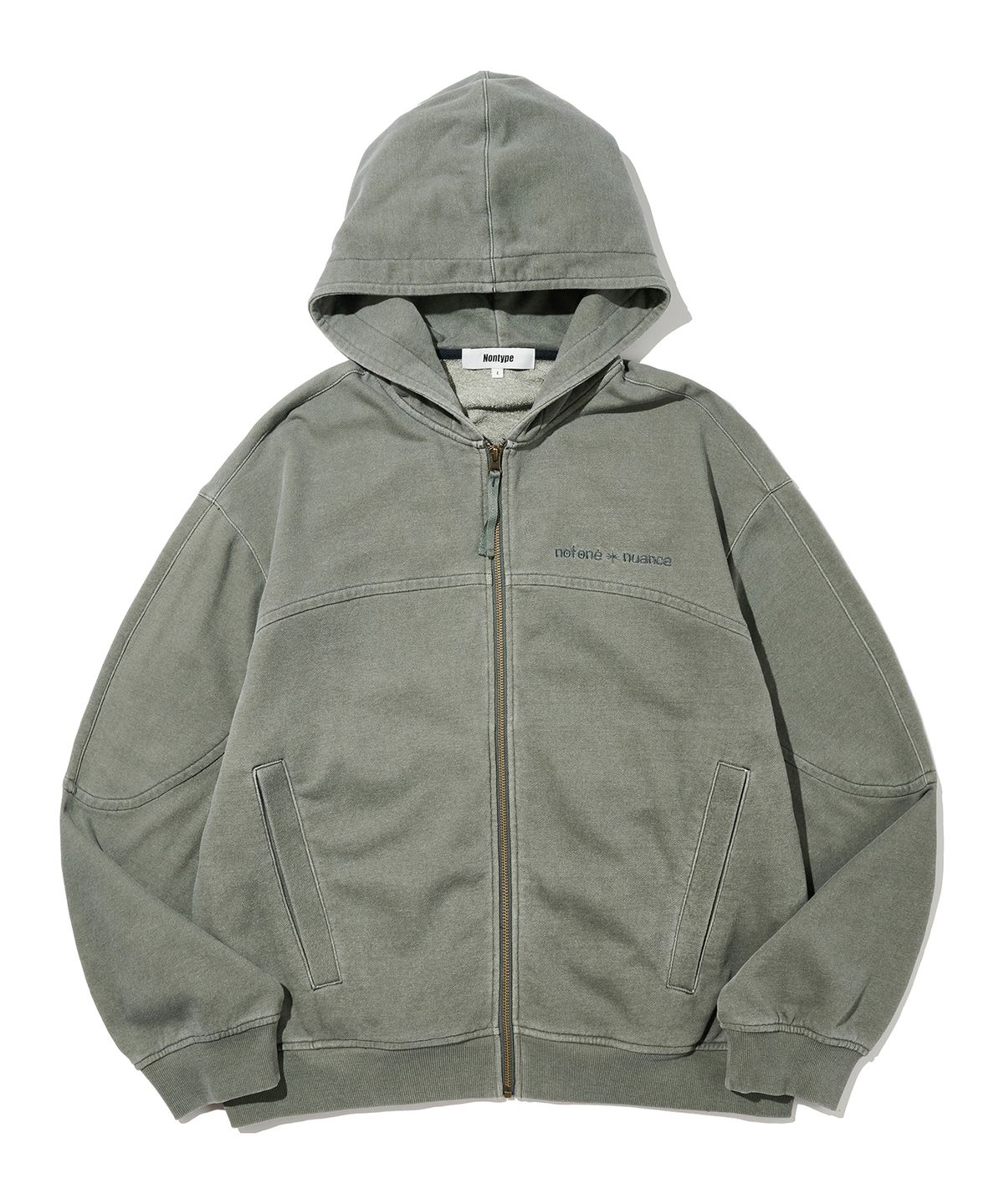 논타입(NONTYPE) BLEACHED HOODIE ZIP UP (KHAKI)