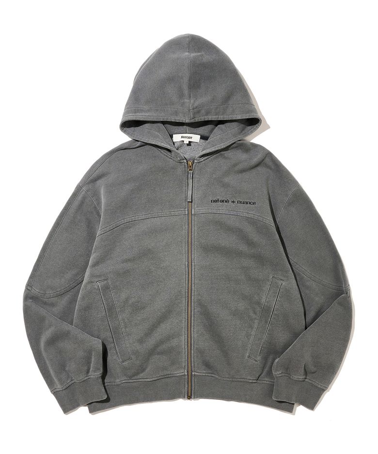BLEACHED HOODIE ZIP UP (CHARCOAL)